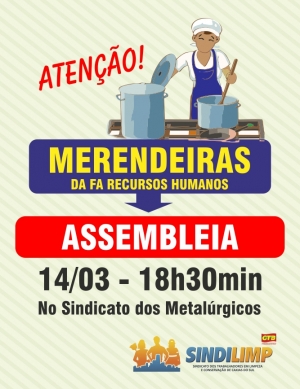 Sindilimp convoca assembleia das merendeiras 
